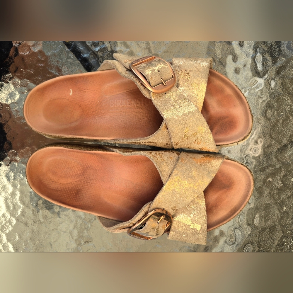 Birkenstock Siena Big Buckle rosegold metallic sandals FOR WIDE FEET!!!
